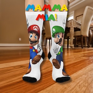 Gamers Socks, mario luigi socks,socks gift kids birthday gift for gamers girlfriend christmas gift funny i love you gift for boyfriend