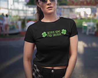 Kiss me im irish baby T-shirt jaren 90 baby-T-shirt saint patricks baby esthetische baby T-shirt y2k crop top trendy Ierse pub crop top st pattys st paddys