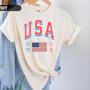 アメリカ国旗シャツ、独立記念日シャツ、ビッグアメリカTシャツ、アメリカコンフォートカラーシャツ、コンフォートカラーアメリカ国旗Tシャツ、アメリカコンフォートカラーTシャツ、アメリカシャツ