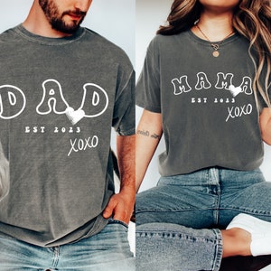 Tshirt papa est 2024, chemise papa personnalisée, papa personnalisé, faire-part de grossesse pour papa, cadeau pour papa, chemise fête des pères, chemise nouveau papa