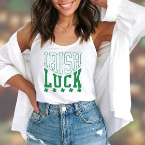 Lucky Tank top women&#39;s Racerback tank top Good Luck top irish luck tank top saint patricks green Shamrock vintage clover women fitted top