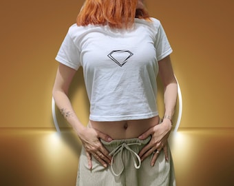 y2k baby-T-shirt diamanten y2k, streetwear baby-T-shirt, trendy zomertops festival crop top rave fan y2k baby-T-shirt esthetische grafische baby-T-shirt