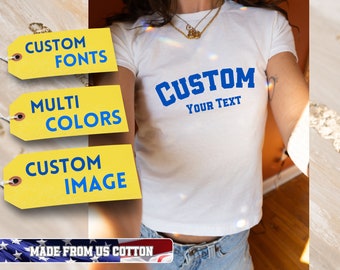 Custom Text Baby Tee y2k, Trendy 90s Vintage Tee,Custom Y2K Fashion, Baby Tee, Custom 90s Top, Custom text y2k Shirt, Custom y2k outfit