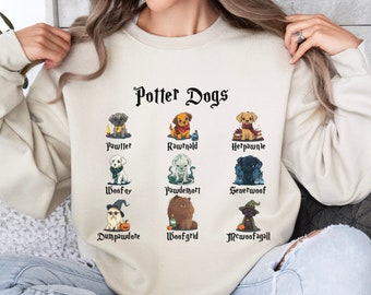 Potter Dogs Sweatshirt, Funny Dogs Sweater, Cute Dogs, Dogs lovers sweatshirts,Cute Comfy Wizard Book Lover,Dog person shirt,dog mug,Dogful