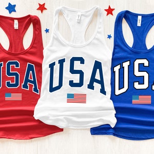 USA Tank Top 4. Juli Tank Top Racerback USA Workout Tank Top USA College Tank Top Frauen Fitness Bekleidung USA Wandern Shirt