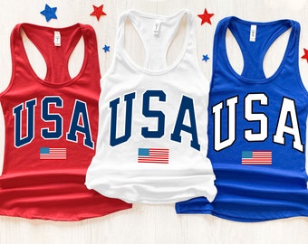 USA Tank top 4 lipca tank top racer back USA Workout tank top usa college tank top Patriotyczna odzież fitness dla kobiet usa hiking shirt