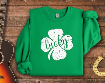 Retro Shamrock Sweatshirt, Womens Shenanigans Sweatshirt, Cute St Patricks Day Sweatshirt, Lucky Sweatshirt, Irish Shirt, Four Leaf Clover