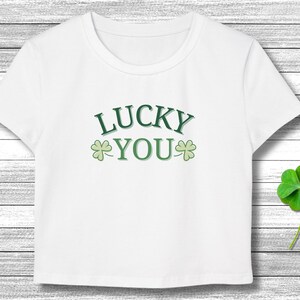 crop top Lucky baby tee y2k crop top vintage crop top shamrock top festive crop top Lucky You baby tee st pattricks Lucky 90s style shirt