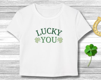crop top Lucky baby tee y2k crop top vintage crop top shamrock top festive crop top Lucky You baby tee st pattricks Lucky 90s style shirt