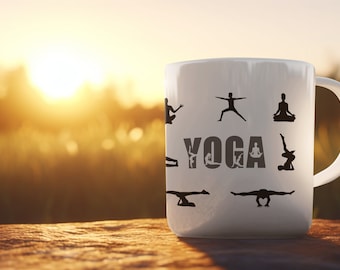 Tazza yoga, tazza in posa yoga per gli amanti dello yoga, tazza da caffè yoga, tazza yoga regalo per lei, tazza per insegnante di yoga, tazza regalo per insegnante di yoga, tazza in ceramica 11 once