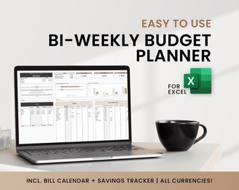 Bi-weekly Budget overview sheet, Biweekly Excel template, Bi weekly Budget Spreadsheet incl. Bill Calendar and Savings tracker