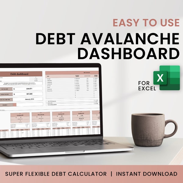 Debt avalanche excel sheet, Debt reduction calcuator, Repayment planner for creditcard debt, mortgage & car loan using the Avalanche method