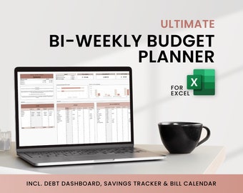 Biweekly Budget Plan template, Bi-weekly Excel sheet, Bi weekly paycheck spreadsheet, income and expense tracker, finance planner.