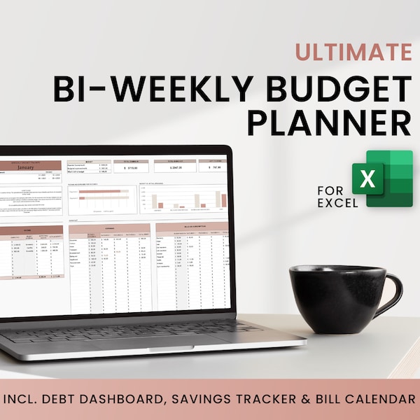Biweekly Budget Plan template, Bi-weekly Excel sheet, Bi weekly paycheck spreadsheet, income and expense tracker, finance planner.
