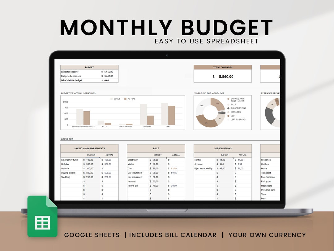 Monthly Budget Planner, Budget Tracker, Finance Planner, Budget ...