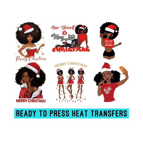 Ready To Press Heat Transfer Vinyls - Merry Christmas | Black Women | Melanin Queen | Christmas 2023 Designs