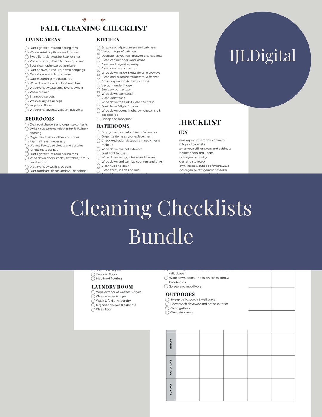Cleaning Checklist Printable Bundle ADHD Cleaning Hack ADHD Etsy