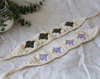 Handgemachte gehäkelte Blumen Krawattenstirnband, Baumwolle Y2K Stil