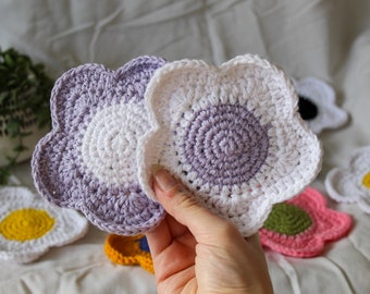 Crochet Flower Coaster, Handmade Cotton Drink Coaster