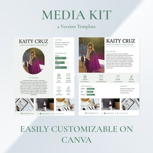 1 Page Media Kit | Canva Template | Instagram Media Kit | Influencer Media Template | Blogger Press Kit | Facebook Tiktok Instagram Template