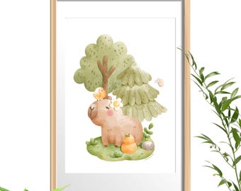 "Capybara" Wall Poster - Ready to Frame - A4 Print - Wall Decor - Decoration - Wall Poster