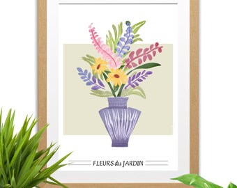 "Garden Flowers" Wall Poster - Ready to Frame - A4 Print - Wall Decor - Decoration - Wall Poster