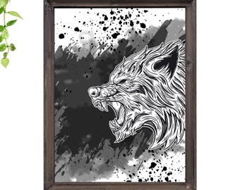 "Wolf" Wall Poster - Ready to Frame - A4 Print - Wall Decor - Decoration - Wall Poster