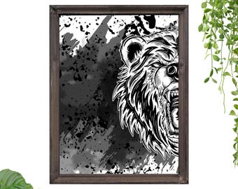 "Bear" Wall Poster - Ready to Frame - A4 Print - Wall Decor - Decoration - Wall Poster
