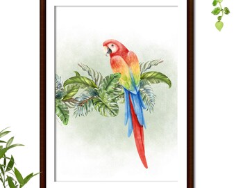 "Parrot" Wall Poster - Ready to Frame - A4 Print - Wall Decor - Decoration - Wall Poster