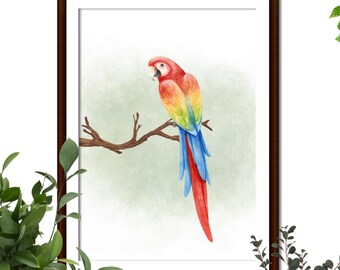 "Parrot" Wall Poster - Ready to Frame - A4 Print - Wall Decor - Decoration - Wall Poster
