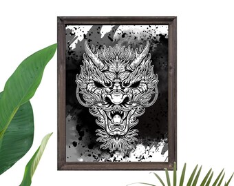 "Dragon" Wall Poster - Ready to Frame - A4 Print - Wall Decor - Decoration - Wall Poster