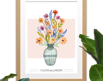 "Garden Flowers" Wall Poster - Ready to Frame - A4 Print - Wall Decor - Decoration - Wall Poster