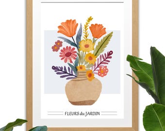 "Garden Flowers" Wall Poster - Ready to Frame - A4 Print - Wall Decor - Decoration - Wall Poster