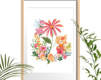 "Garden Fairy" Wall Poster - Ready to Frame - A4 Print - Wall Decor - Decoration - Wall Poster