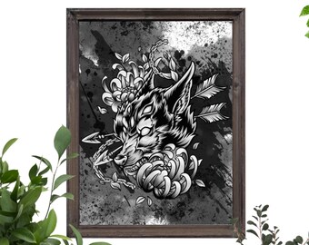 "Wolf" Wall Poster - Ready to Frame - A4 Print - Wall Decor - Decoration - Wall Poster