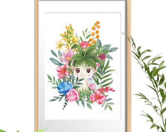 "Garden Fairy" Wall Poster - Ready to Frame - A4 Print - Wall Decor - Decoration - Wall Poster