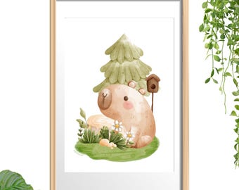 "Capybara" Wall Poster - Ready to Frame - A4 Print - Wall Decor - Decoration - Wall Poster