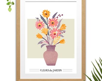 "Garden Flowers" Wall Poster - Ready to Frame - A4 Print - Wall Decor - Decoration - Wall Poster