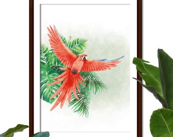 "Parrot" Wall Poster - Ready to Frame - A4 Print - Wall Decor - Decoration - Wall Poster