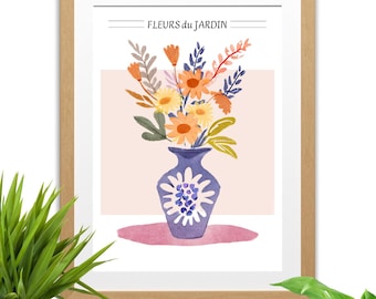 "Garden Flowers" Wall Poster - Ready to Frame - A4 Print - Wall Decor - Decoration - Wall Poster