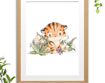 Children's Room Wall Poster "Tiger" - Ready to Frame - A4 Print - Wall Decor - Decoration - Wall Poster