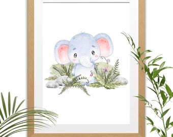 Children's Room Wall Poster "Elephant" - Ready to Frame - A4 Print - Wall Decor - Decoration - Wall Poster