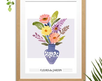 "Garden Flowers" Wall Poster - Ready to Frame - A4 Print - Wall Decor - Decoration - Wall Poster
