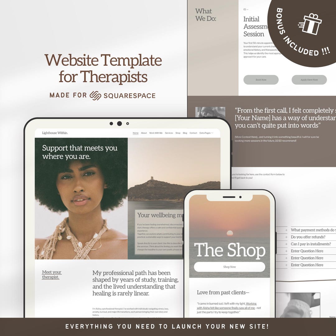 Squarespace Website Template Therapist / Counselor / Wellness Coach