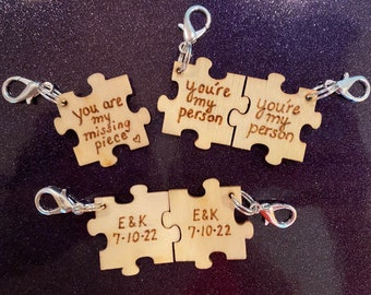 Porte-clés en forme de pièce de puzzle | Porte-clés couple