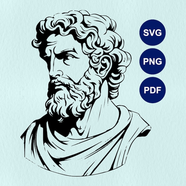 Antique Sculpture SVG, Socrates SVG, Greek Philosopher Cricut, Roman Statue Lasercut, Marble Sculpture Stencil, Ancient Greek Men Sculpture