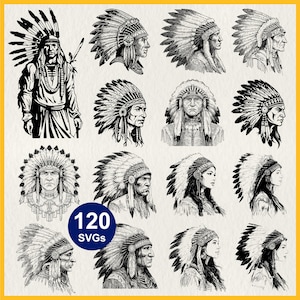 Tribal Chief SVG: American Indian Chief, Native American Culture, Indian Head Dress Vector File