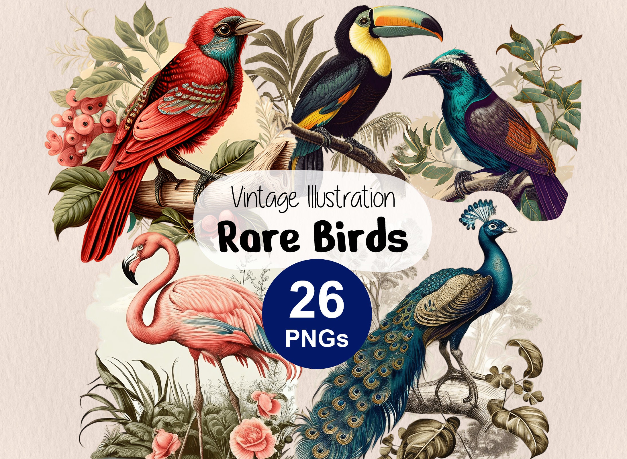 Vintage Rare Bird Clipart Rare Bird PNG Tropical Bird - Etsy