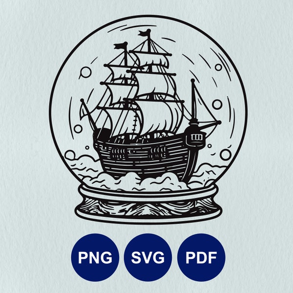 Ship SVG, Ship in Bottle SVG, Ocean Adventure Cricut, Nautical Lasercut, Sail Ship Stencil, Sea Exploration, Pirate Ship SVG, Maritime svg