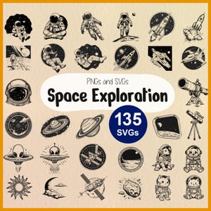 Space Exploration SVG | 135 Files of Astronaut, Astronomy, Rocket, Satellite SVG | Space Travel and Galaxy Silhouette for Cricut & Laser Cut